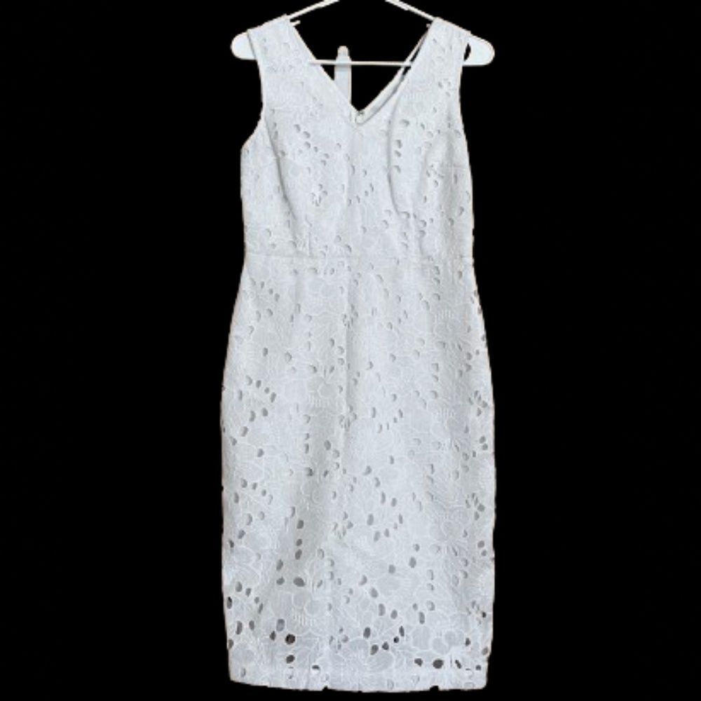 Banana Republic Women’s White Eyelet/Lace Sheath Sleeveless Dress Sz-2
